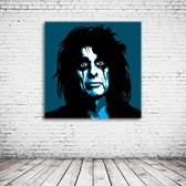 Pop Art Alice Cooper Acrylglas - 80 x 80 cm op Acrylaat glas + Inox Spacers / RVS afstandhouders - Popart Wanddecoratie