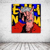 Pop Art Eminem Canvas - 80 x 80 cm - Canvasprint - Op dennenhouten kader - Geprint Schilderij - Popart Wanddecoratie Canvas - 80 x 80 cm - 2 cm dik - Canvas Schilderijen - Op denne