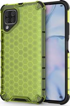 Huawei P40 Lite Hoesje - Mobigear - Honeycomb Serie - Hard Kunststof Backcover - Groen - Hoesje Geschikt Voor Huawei P40 Lite