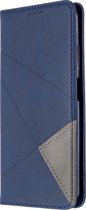 Huawei P40 Lite Hoesje - Mobigear - Rhombus Slim Serie - Kunstlederen Bookcase - Blauw - Hoesje Geschikt Voor Huawei P40 Lite