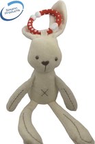 Baby Knuffel Konijn met rammelaar en bijtring wit 28 cm -Baby Rammelaar - Baby Knuffel