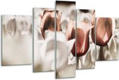 Glasschilderij Tulpen - Bruin, Grijs, Wit - 170x100cm 5Luik - Foto Op Glas - Geen Acrylglas Schilderij - 6000+ Glasschilderijen Collectie - Wanddecoratie
