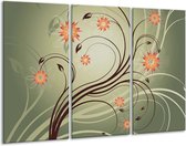 GroepArt - Schilderij -  Modern - Bruin, Oranje - 120x80cm 3Luik - 6000+ Schilderijen 0p Canvas Art Collectie