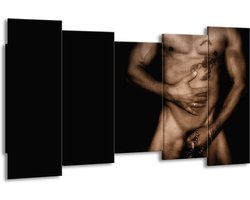 GroepArt - Canvas Schilderij - Lichaam - Zwart, Sepia - 150x80cm 5Luik- Groot Collectie Schilderijen Op Canvas En Wanddecoraties