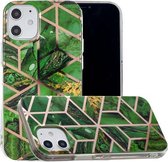 Voor iPhone 12 mini Plating Marble Pattern Soft TPU beschermhoes (groen)