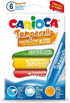 Carioca de peinture pour affiche Carioca Temperello, boîte de 6 couleurs assorties