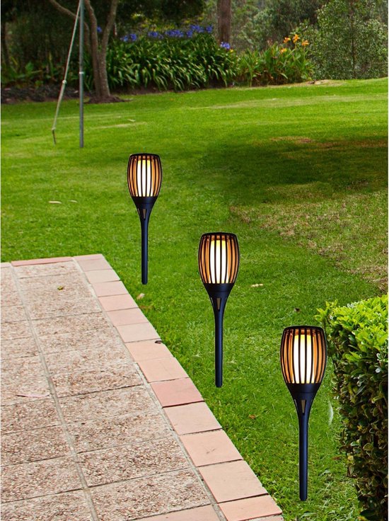 Lampe/torche/point de ponction Solar de jardin avec effet flamme solaire 58  cm design... | bol.com