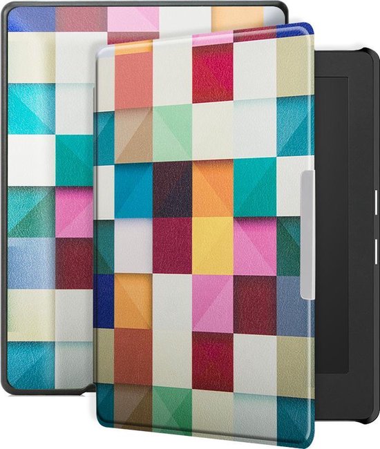 Lunso - Geschikt voor Kobo Aura H20 Edition 1 hoes (6.8 inch) - sleep cover - Blokken
