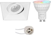 Mi-Light MiBoxer - LED Spot Set GU10 - Smart LED - Wifi LED - Slimme LED - 4W - RGB+CCT - Aanpasbare Kleur - Dimbaar - Primux Nivas Pro - Inbouw Vierkant - Mat Wit - Trimless - Kantelbaar - 1