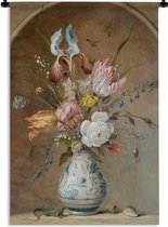 Wandkleed - Wanddoek - Bloemstilleven - Balthasar van der Ast - Oude Meesters - 60x90 cm - Wandtapijt