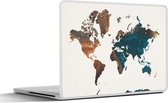 Laptop sticker - 12.3 inch - Wereldkaart - Blauw - Verf - 30x22cm - Laptopstickers - Laptop skin - Cover