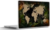 Laptop sticker - 12.3 inch - Wereldkaart - Planten - Bladeren - 30x22cm - Laptopstickers - Laptop skin - Cover