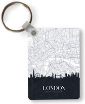 Sleutelhanger - Kaart - Londen - Skyline - Zwart - Wit - Uitdeelcadeautjes - Plastic