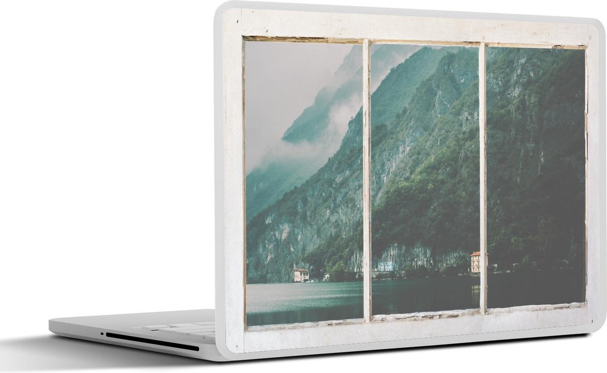 Laptop sticker - 17.3 inch - Doorkijk - Berg - Mist - 40x30cm - Laptopstickers - Laptop skin - Cover