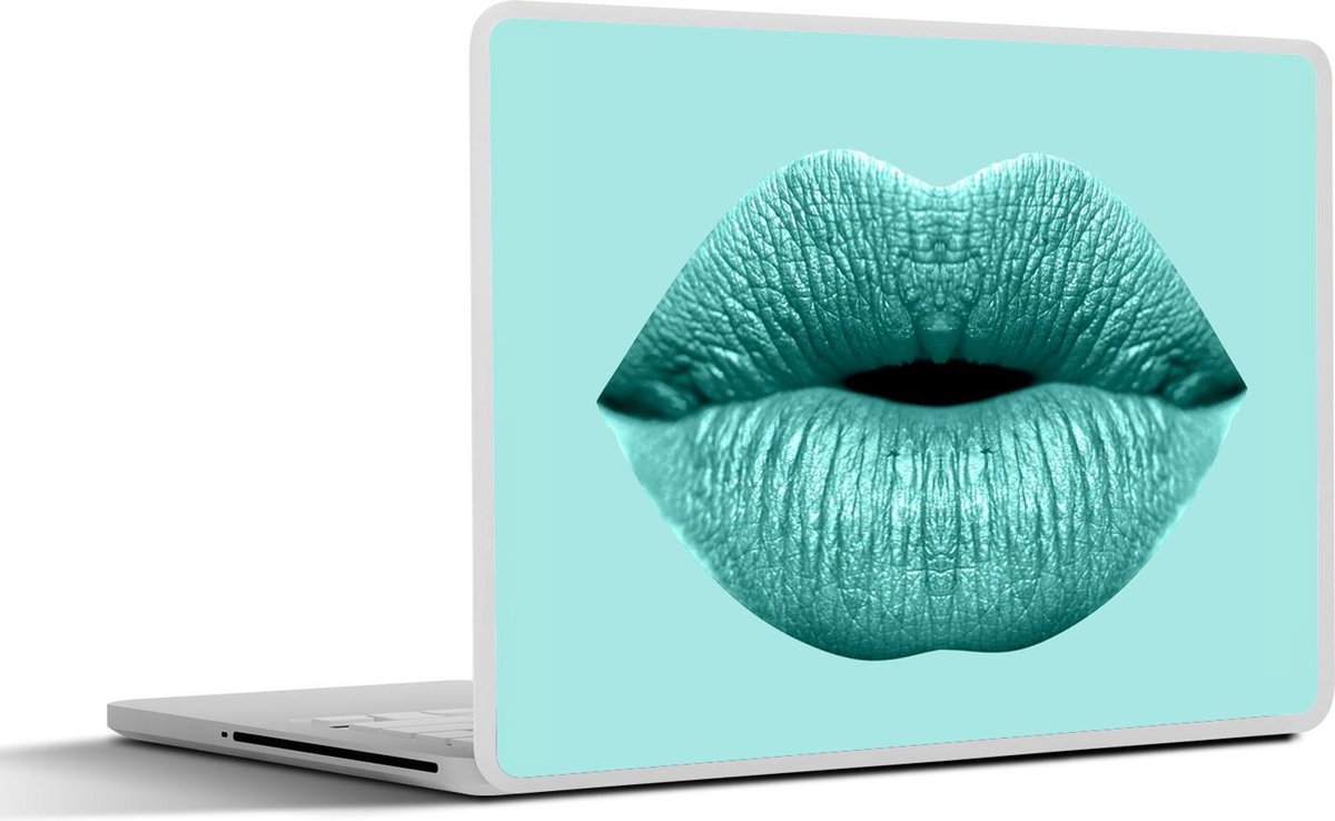 Laptop sticker - 15.6 inch - Lippen - Pastel - Blauw - 36x27,5cm - Laptopstickers - Laptop skin - Cover