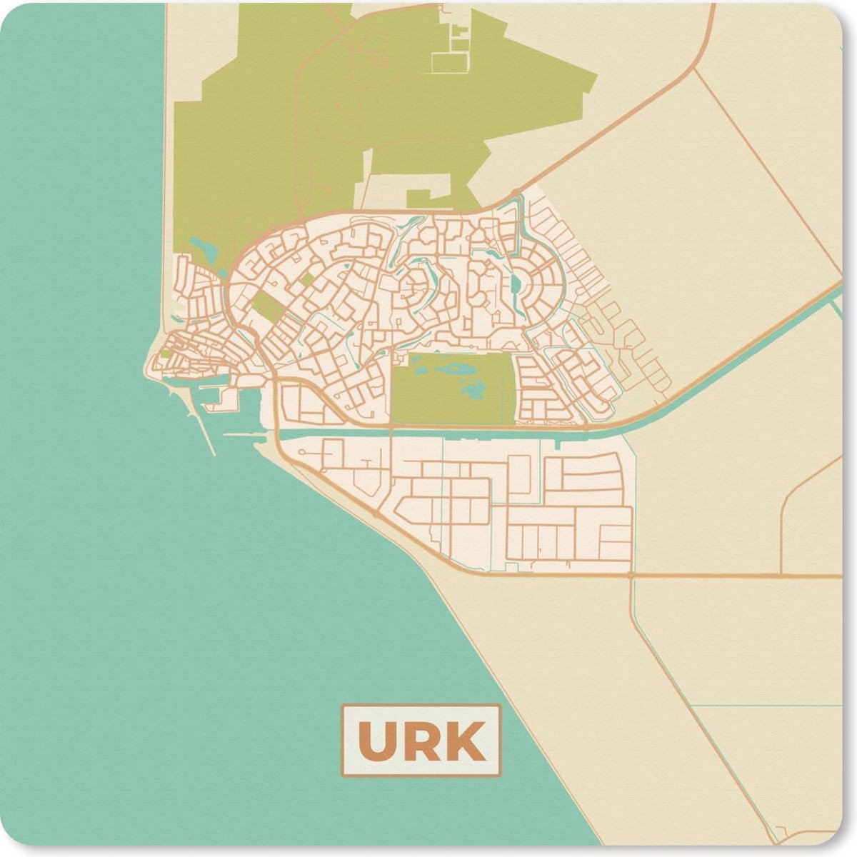 Muismat 30x30 cm - Mousepad Stadskaart - Urk - Vintage - Muismatten