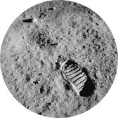Astronaut footprint (voetafdruk op maanoppervlak) - Foto op Behangcirkel - ⌀ 100 cm