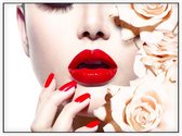 Vrouw met rode lippen - Foto op Akoestisch paneel - 120 x 90 cm