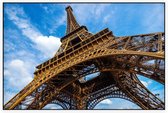 Eiffeltoren-constructie voor blauwe Parijse lucht - Foto op Akoestisch paneel - 90 x 60 cm