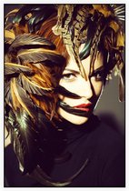 Vrouw met veren - Foto op Akoestisch paneel - 150 x 225 cm