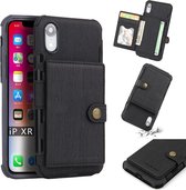 Voor iPhone XR Brushed Texture Shockproof PU + TPU Case, met kaartsleuven & portemonnee en fotolijst (zwart)