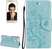 Voor Huawei Honor 8 Flowers Embossing Horizontale Flip Leather Case met houder & kaartsleuven & Wallet & Lanyard (groen)