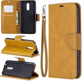 Retro lamsvacht textuur pure kleur horizontale flip pu lederen tas met houder & kaartsleuven & portemonnee & lanyard voor Nokia 3.2 (geel)