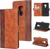 Voor huawei mate 20 retro textuur contrast kleur splicing horizontale flip tpu + pu lederen case met kaartsleuven & houder & portemonnee (bruin)