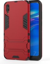 Shockproof PC + TPU Case voor Huawei Enjoy 9, met houder (rood)