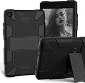 Voor Galaxy Tab A8.0 2019 / T290 schokbestendige tweekleurige siliconen beschermhoes met houder (zwart + zwart)