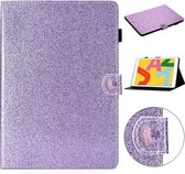 Voor iPad 9.7 (2018) & (2017) Love Buckle Glitter Horizontal Flip Leather Case met houder & kaartsleuven (paars)