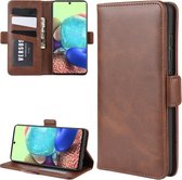 Voor Galaxy A71 5G Dual-side magnetische gesp horizontale flip lederen tas met houder & kaartsleuven & portemonnee (bruin)