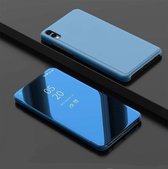 Galvaniseren spiegel horizontale flip PU lederen tas met houder voor Xiaomi Redmi 7A (blauw)