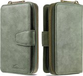 Voor Galaxy A71 afneembare multifunctionele horizontale flip lederen tas met kaartsleuven en rits portemonnee en fotolijst (groen)