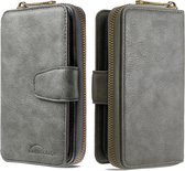 Voor Galaxy A50 afneembare multifunctionele horizontale flip lederen tas met kaartsleuven en rits portemonnee en fotolijst (grijs)