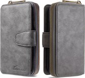 Voor iPhone X / XS afneembare multifunctionele horizontale flip lederen tas met kaartsleuven en rits portemonnee en fotolijst (grijs)