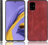 Voor Galaxy A71 5G schokbestendig naaien koe patroon huid PC + PU + TPU Case (rood)