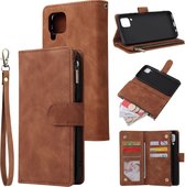 Voor Huawei P40 Lite multifunctionele horizontale flip lederen tas, met kaartsleuf en houder & rits portemonnee en fotolijst (bruin)