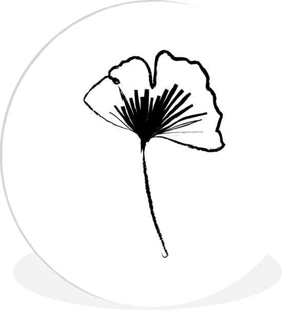 Illustration de dessin au trait botanique Fleur sur fond blanc Cercle mural Plaque en plastique 120 cm - impression photo sur cercle mural / cercle vivant (décoration murale)