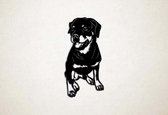 Wanddecoratie - Hond - Rottweiler 6 - S - 58x29cm - Zwart - muurdecoratie - Line Art