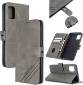 Voor Samsung Galaxy A71 5G Stiksels Stijl 2-Kleur Koe Textuur Horizontale Flip PU Lederen Case met Houder & Kaartsleuf & Lanyard (Grijs)