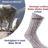 4-Paar Geiten Wollen Sokken Norweger klassieke Grijs Kleur-Maat 35-38