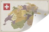 Muurdecoratie Politieke kaart van Zwitserland - 180x120 cm - Tuinposter - Tuindoek - Buitenposter