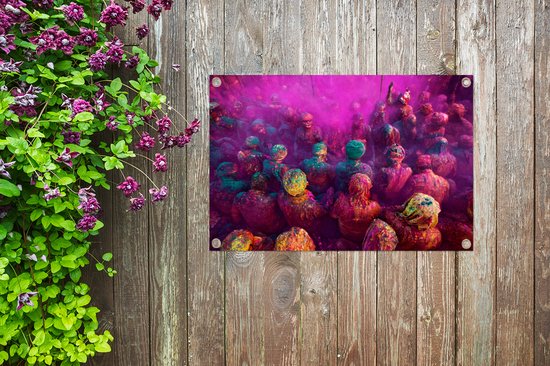 Affiche de jardin Inde (2) - Braj Holi rituel en Inde affiche de jardin toile en vrac 60x40 cm - Toile de jardin / Toile d'extérieur / Peintures pour l'extérieur (décoration de jardin)