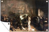 Tuindecoratie Het atelier van de kunstenaar - schilderij van Gustave Courbet - 60x40 cm - Tuinposter - Tuindoek - Buitenposter