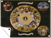 Tuinschilderij The seven deadly sins and the four last things - schilderij van Jheronimus Bosch - 80x60 cm - Tuinposter - Tuindoek - Buitenposter