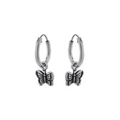 Zilveren oorbellen | oorringen met hanger | Zilveren oorringen, vlinder hanger