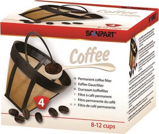 Scanpart herbruikbare koffiefilter nr 4 - Koffie filter permanent maat 4 - Herbruikbaar - Met houder - Nummer 4