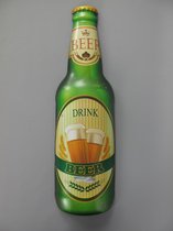wandbord - retro reclame drink beer - Metaal - 4 cm hoog