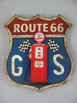 wandbord - route 66 - Metaal - 3 cm hoog